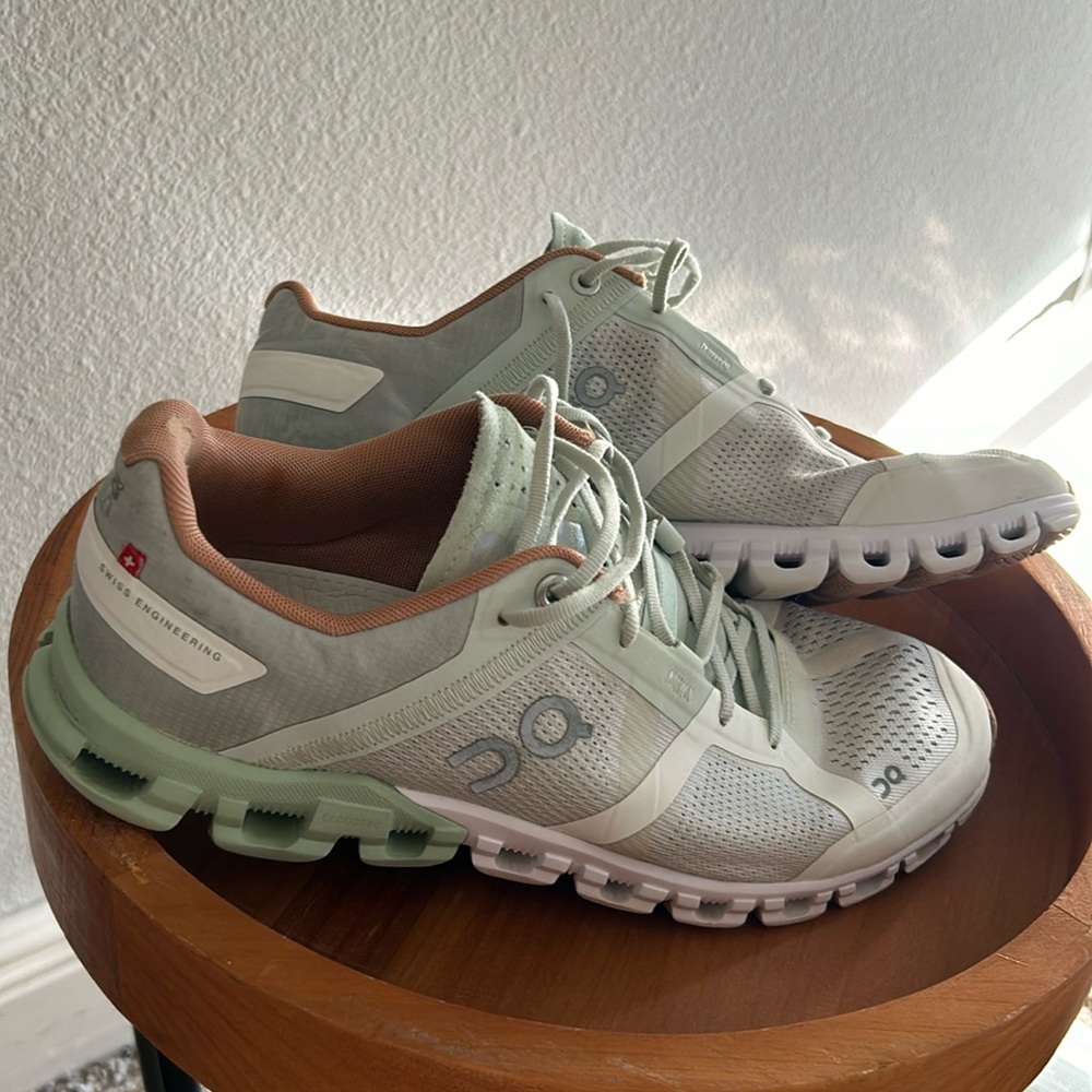 On Cloud teal shoes